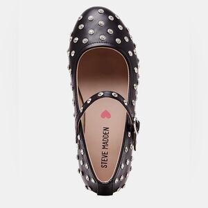 Steve Madden Girls Black Studded Patent Leather Flats Size 3